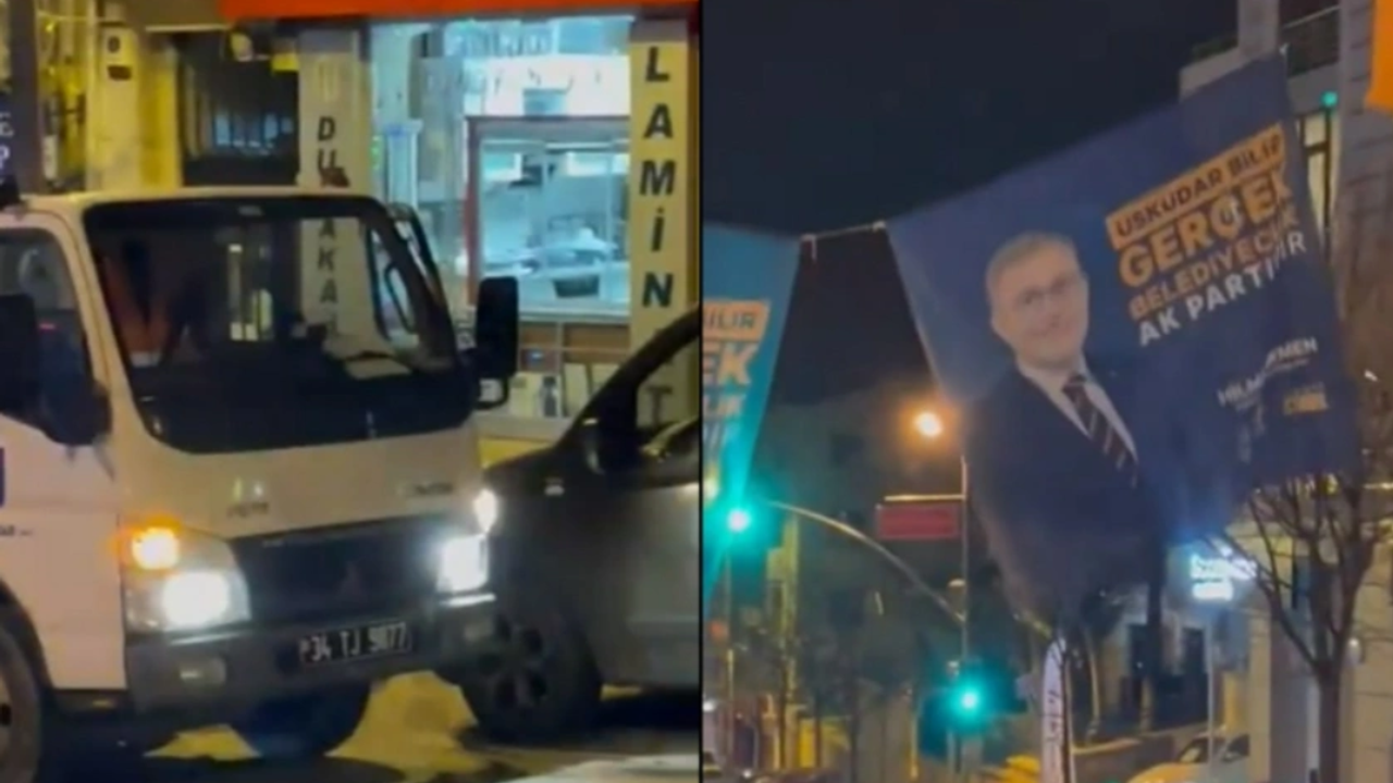 Belediye araçlarıyla AKP propagandası