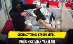 Adana'da soygun yaparken sakar soyguncu kendini vurdu!