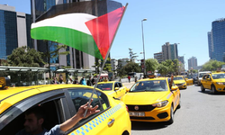 İstanbul Havalimanı Taksi Kooperatifi Üyeleri Filistin'e Destek İçin Araçlarına Pankart Astılar