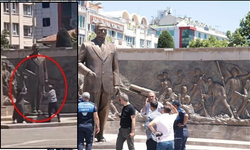 Atatürk Anıtı'na baltalarla saldıran dayı-yeğen adliyede